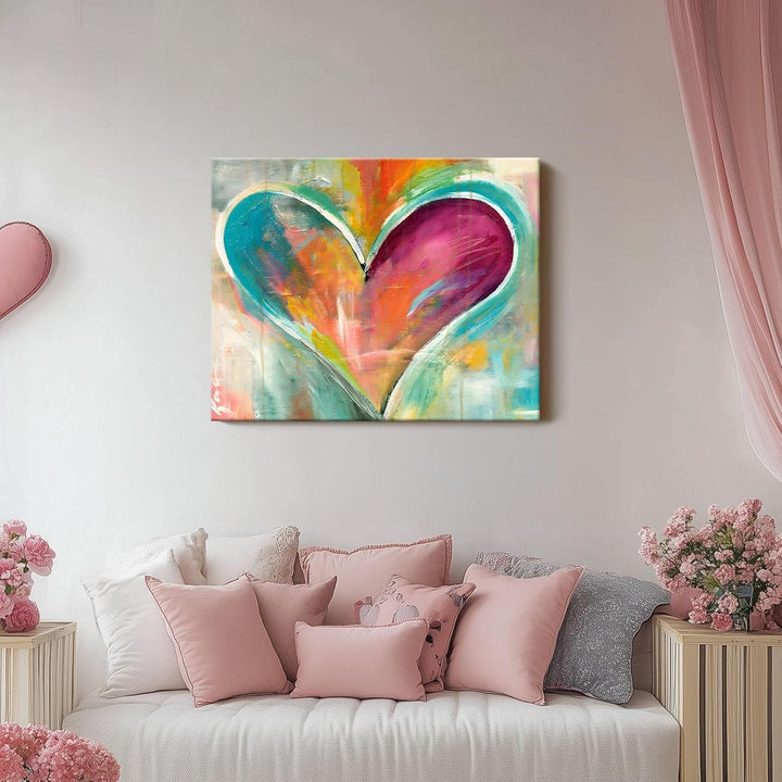 Romantic Colorful Heart Vibrant Abstract Heart Print Poster Framed Art