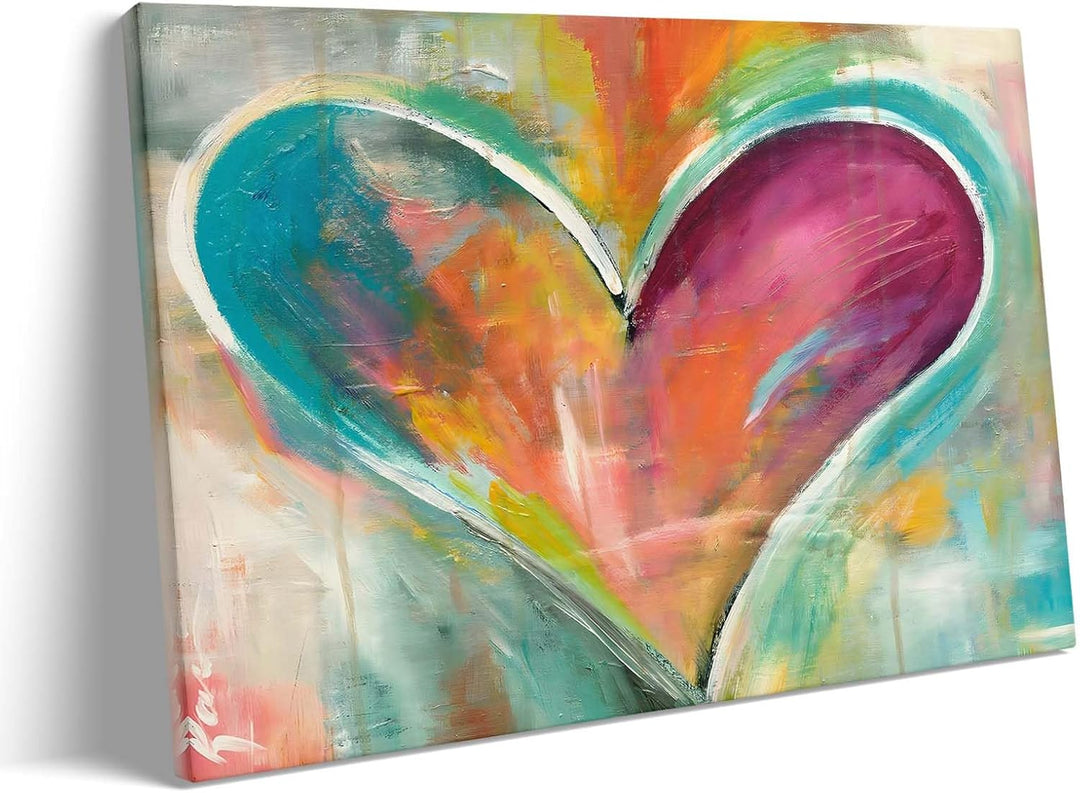 Romantic Colorful Heart Vibrant Abstract Heart Print Poster Framed Art