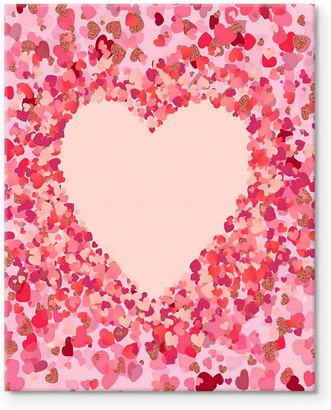 Romantic Heart-Shaped Pink and Glitter Confetti Pictures Print