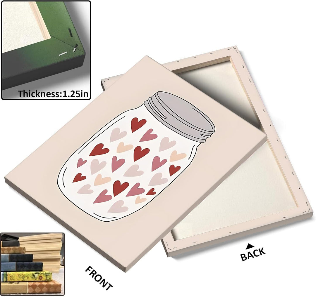 Romantic Heart Pictures Print Mason Jar with Hearts Print