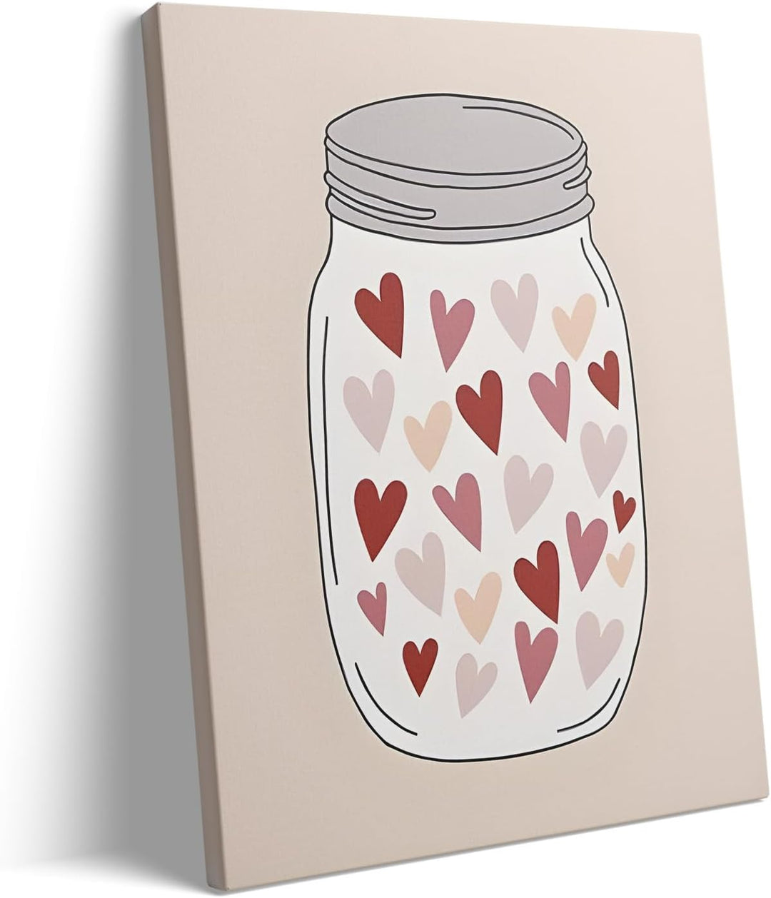 Romantic Heart Pictures Print Mason Jar with Hearts Print