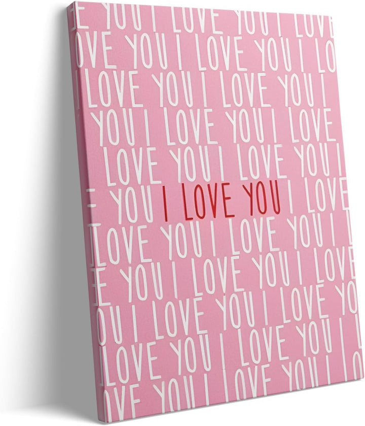 "I Love You" Typography in Pink and White Print