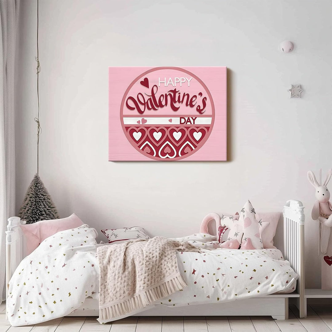 Happy Valentine's Day Circular Design with Romantic Heart Patterns