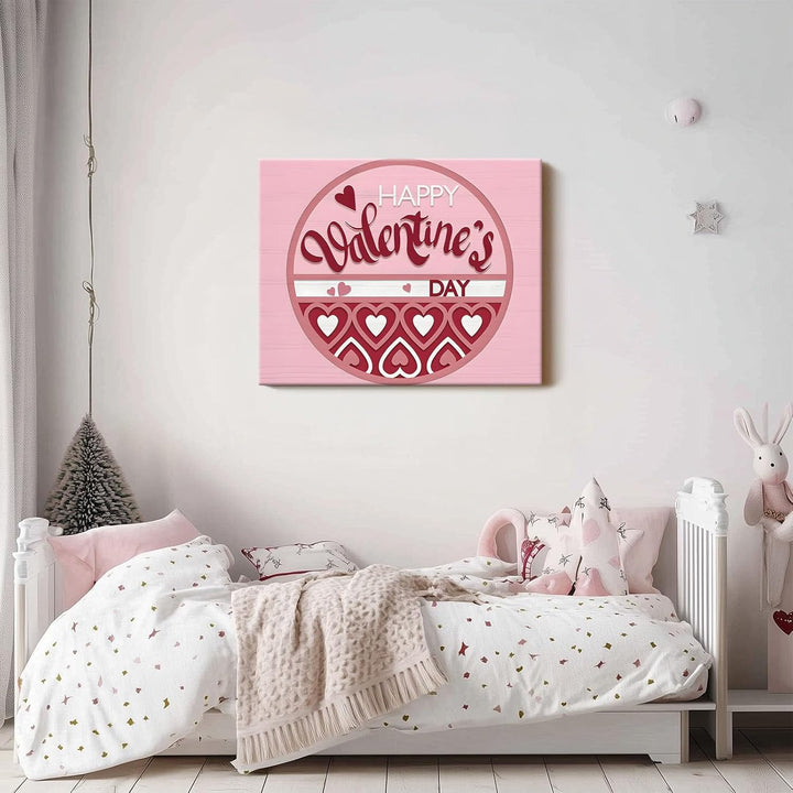 Happy Valentine's Day Circular Design with Romantic Heart Patterns