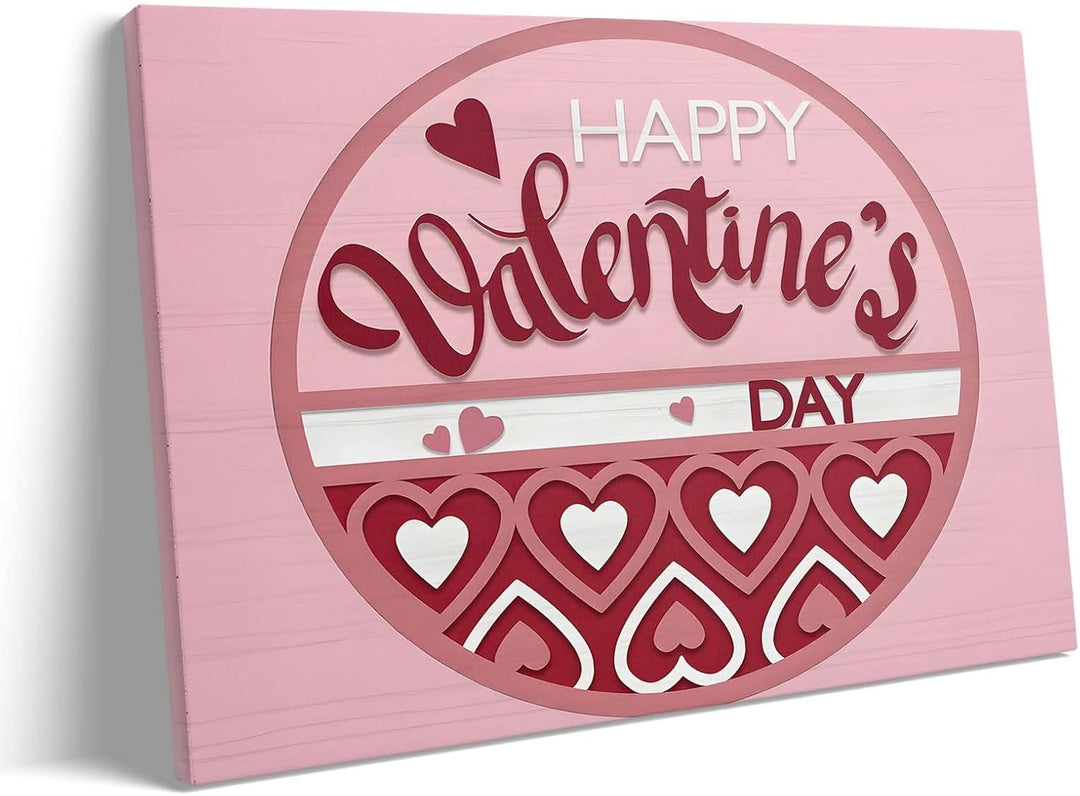 Happy Valentine's Day Circular Design with Romantic Heart Patterns