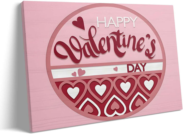 Happy Valentine's Day Circular Design with Romantic Heart Patterns