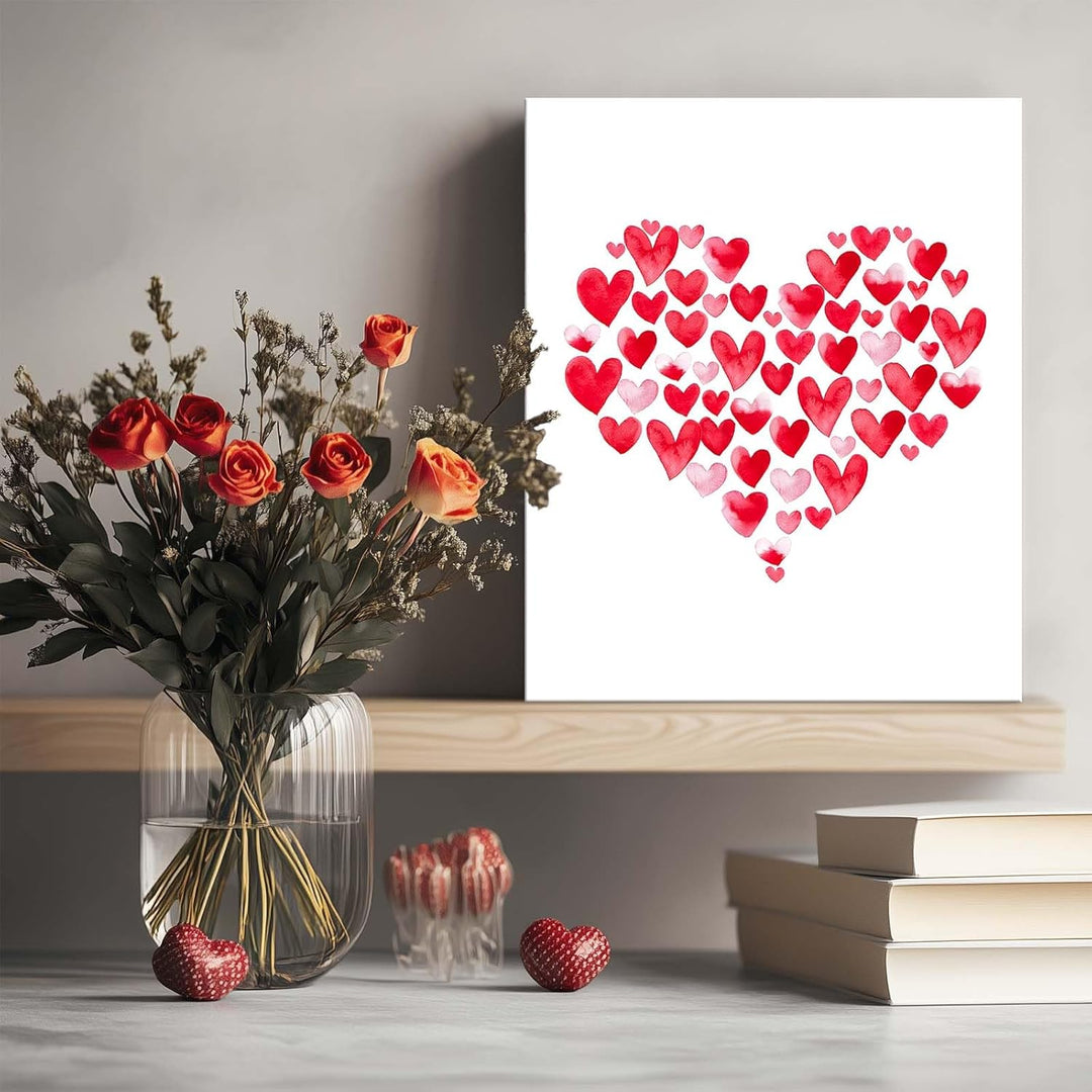 Watercolor Heart Collage Romantic Heart Pictures Print