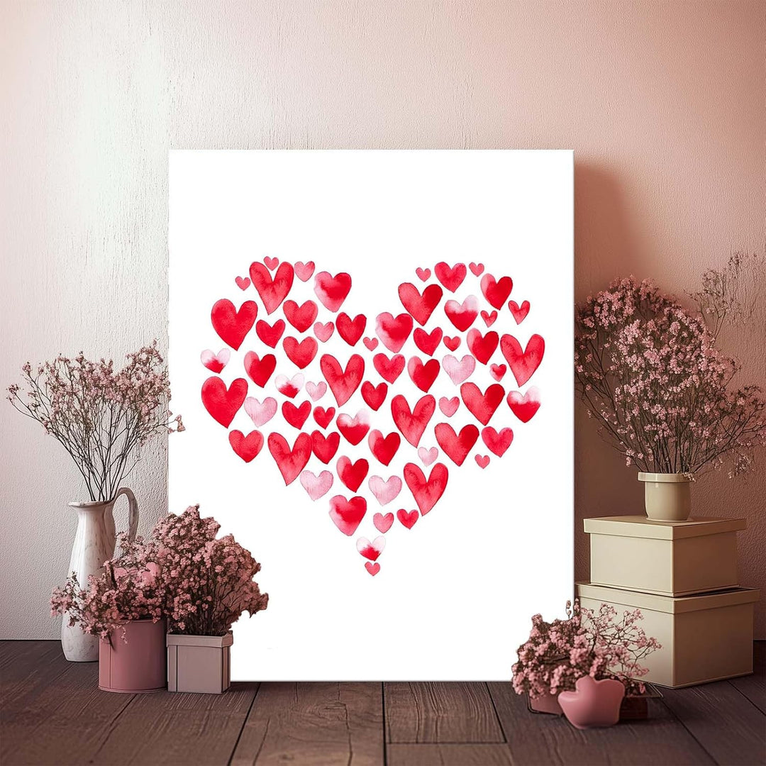 Watercolor Heart Collage Romantic Heart Pictures Print