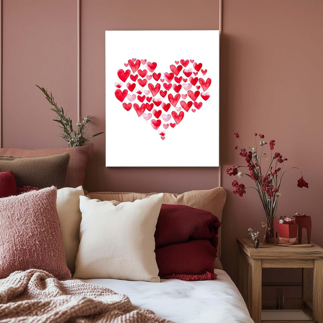 Watercolor Heart Collage Romantic Heart Pictures Print
