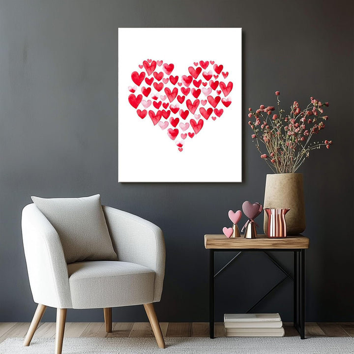 Watercolor Heart Collage Romantic Heart Pictures Print