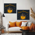 Happy Halloween Pumpkin Witch Canvas Wall Art