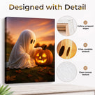 Little Ghosts & Candlelight Halloween Canvas Wall Art for Kids