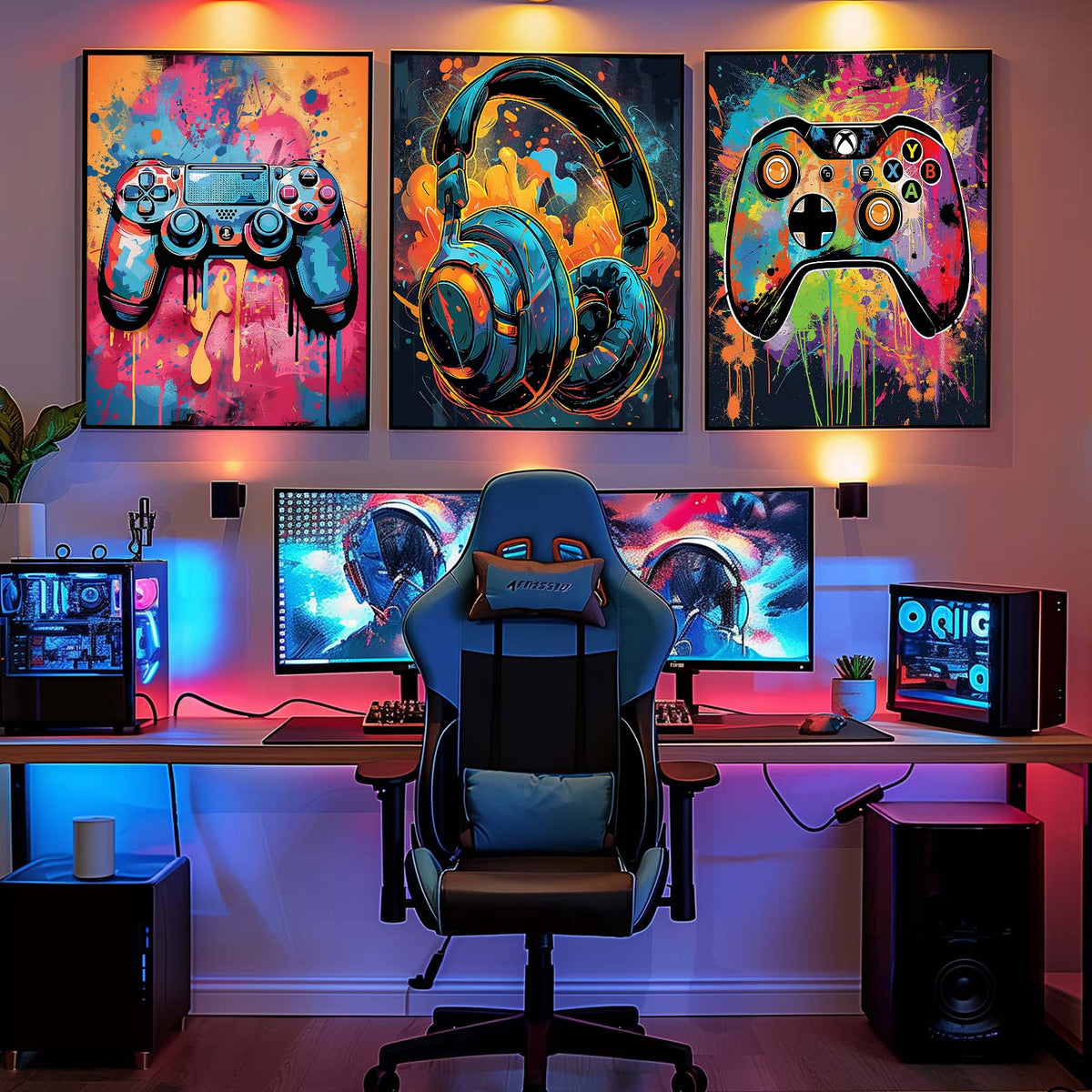 Colorful Gaming Gear Wall Art Set