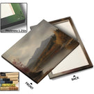 Autumn Misty Mountain Lake Landscape Painting Wall Art