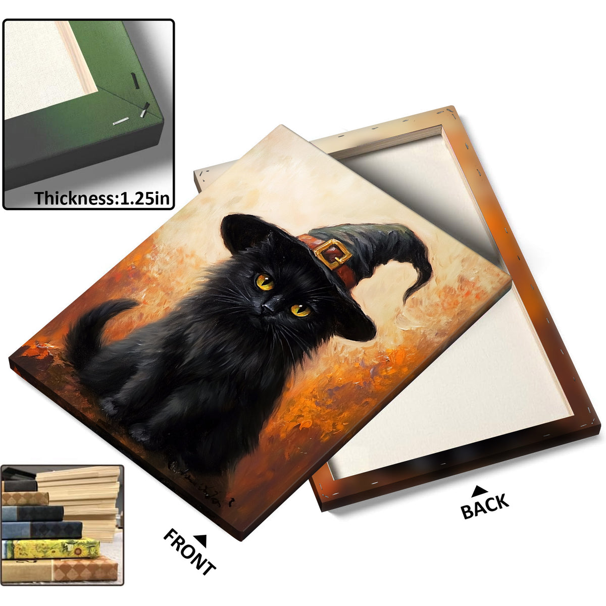 Witch Hat Black Cat Halloween Wall Art