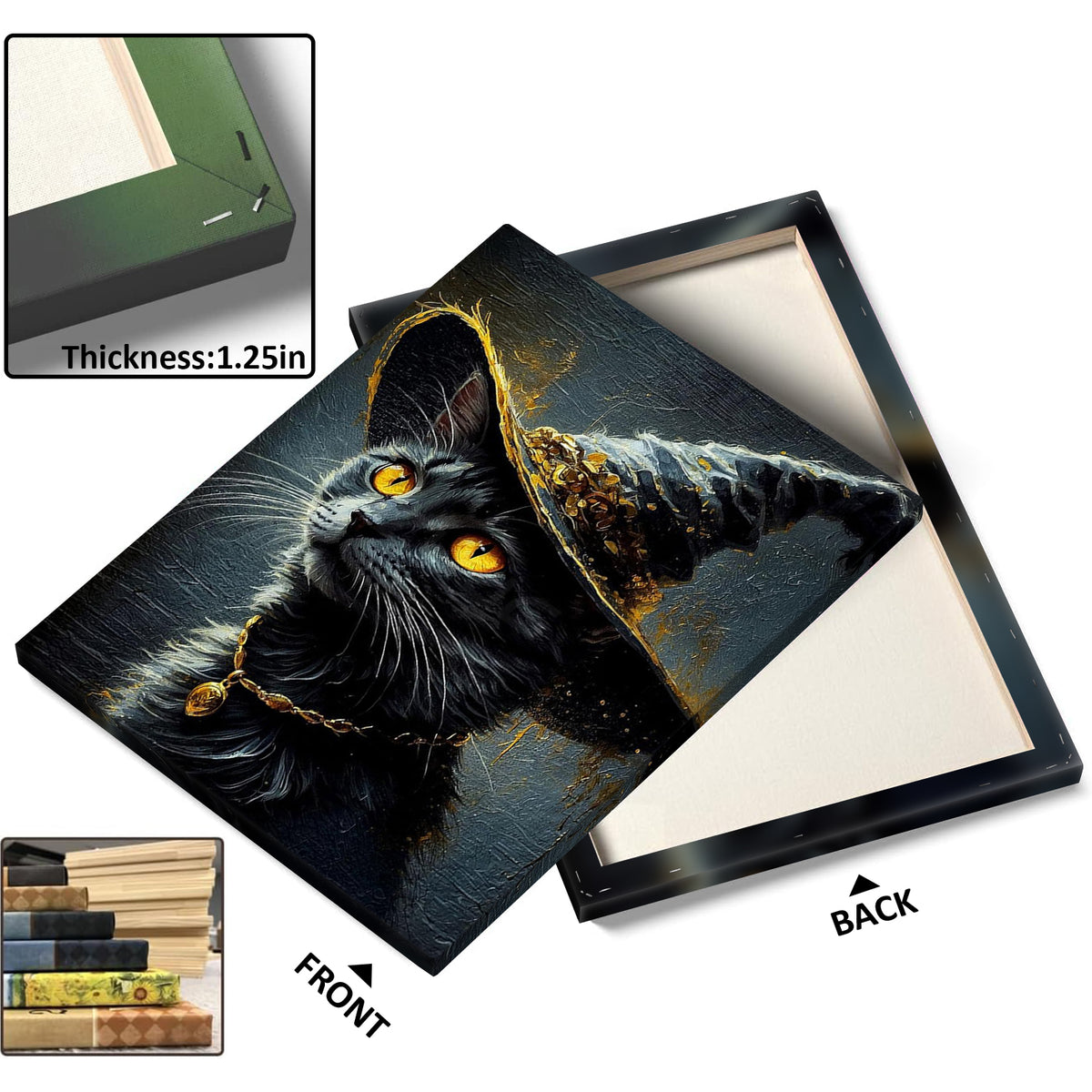 Bewitched Black Cat Halloween Canvas Wall Art