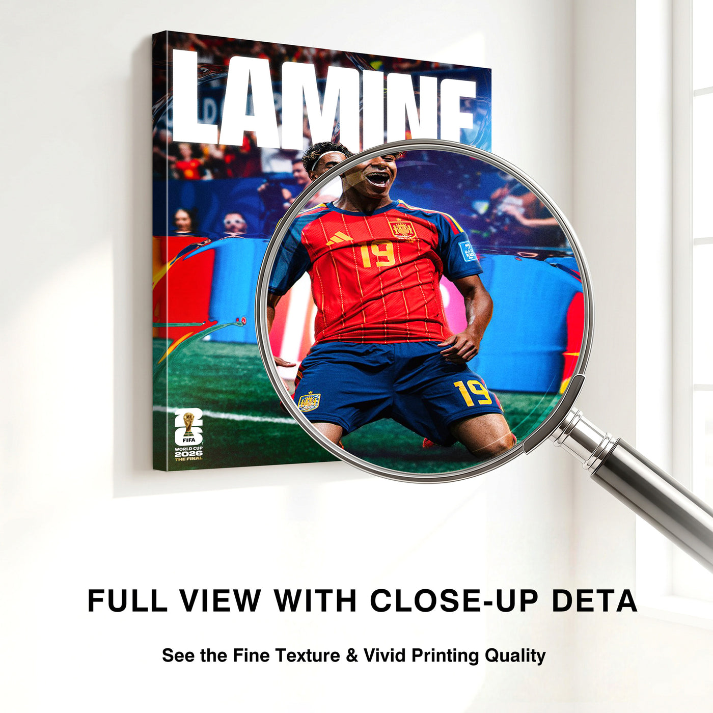 Lamine Yamal Goal Celebration Canvas Wall Art – Spain No. 19 Soccer Print