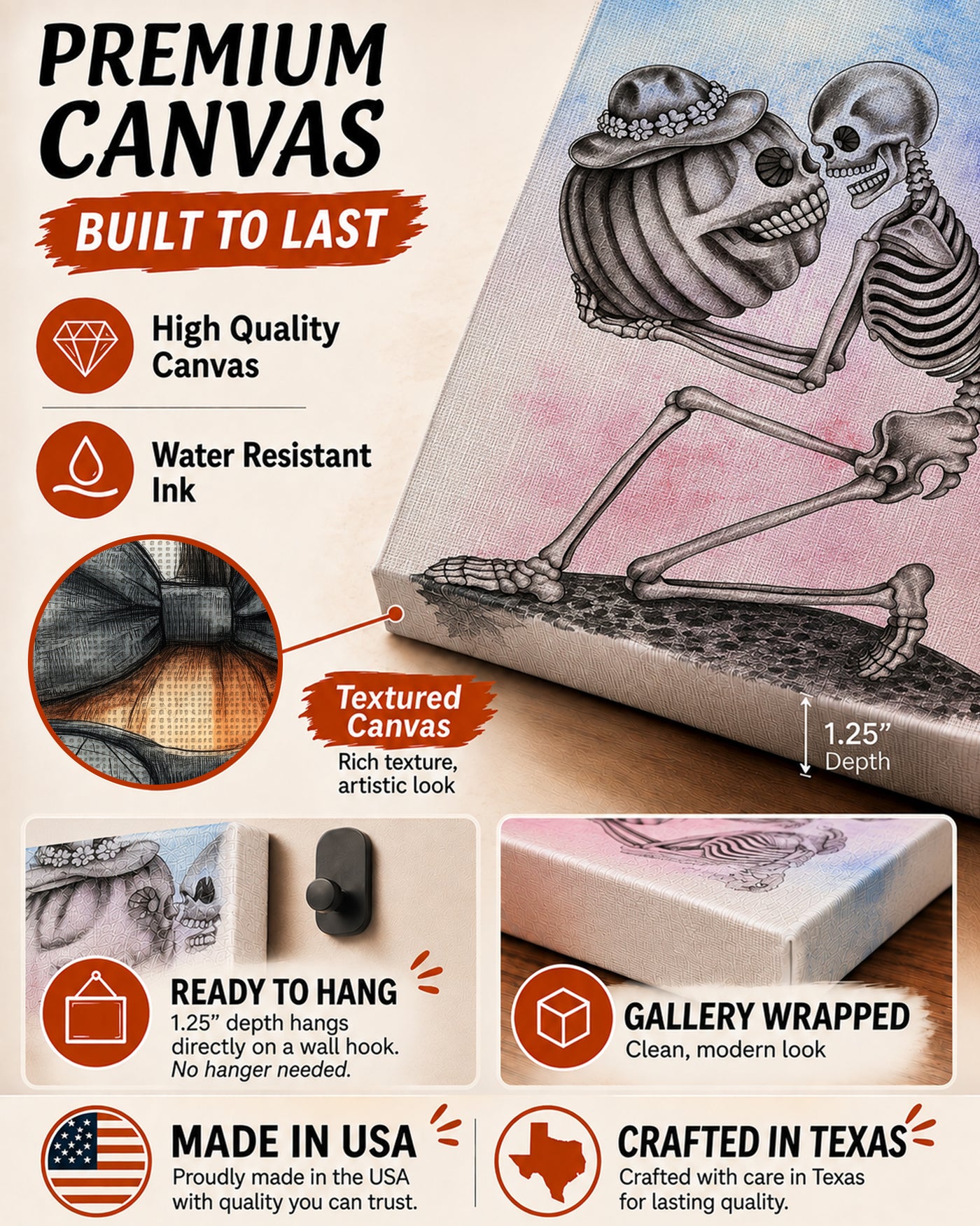 Couple pumpkin Halloween Canvas Wall Art
