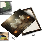 Three Ghosts on a Haunted Forest Path Dark Gothic Halloween Painting Wall Art