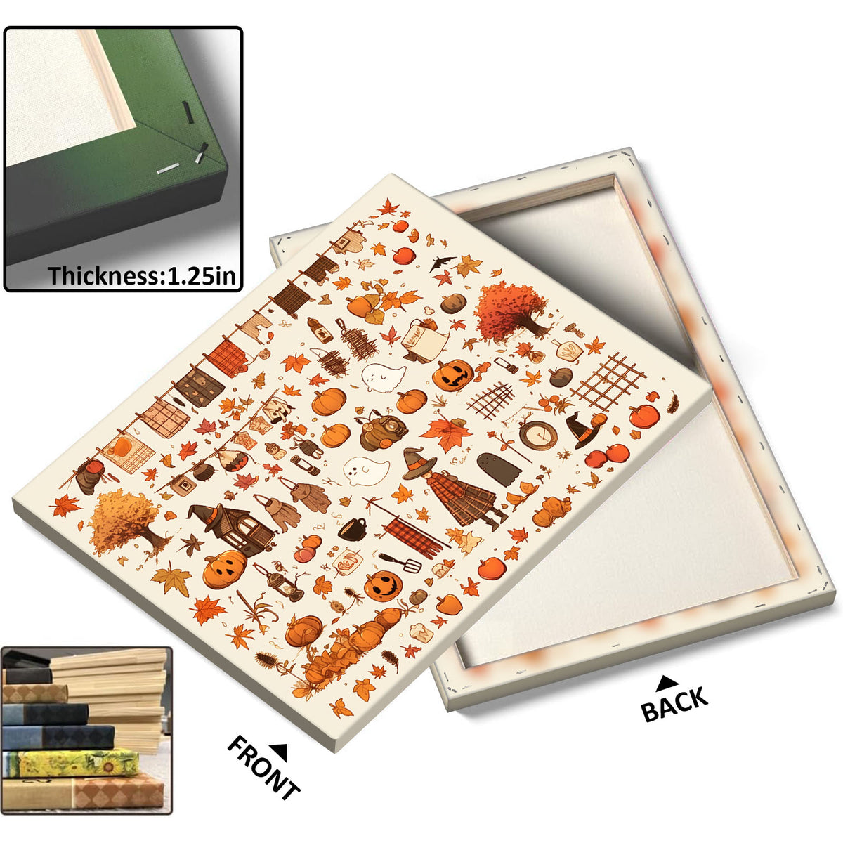 Autumn Cozy Halloween Doodle Collage Illustration Wall Art