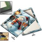 Cute Snowman Christmas Canvas Wall Art, Snowy Holiday House with Wreath and Lantern Decor