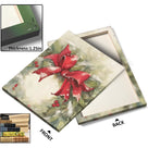 Christmas Poinsettia Canvas Wall Art, Red Holiday Floral Decor with Holly and Berries