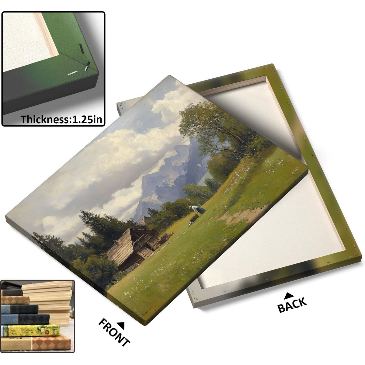 Impressionist Mountain Landscape Painting Alpine Mountain Cabin Wall Art