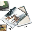 Mother and Baby Deer Winter Canvas Wall Art, Snowy Forest Wildlife Artwork for Living Room, Bedroom and Nursery