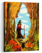 Little Witch’s Pumpkin Forest Adventure Halloween Canvas Wall Art