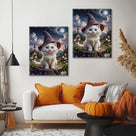 Cute Witch Cat Halloween Canvas Wall Art