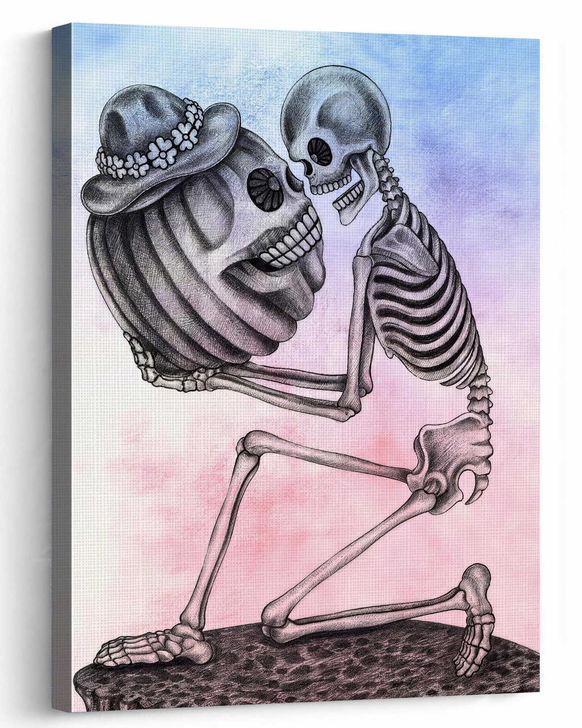 Couple pumpkin Halloween Canvas Wall Art