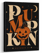 Retro Autumn Pumpkin Typography Halloween Canvas Wall Art