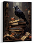 Halloween Raven Canvas Wall Art, Gothic Moonlit Bird Decor