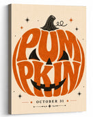 Retro Autumn Pumpkin Typography Halloween Canvas Wall Art