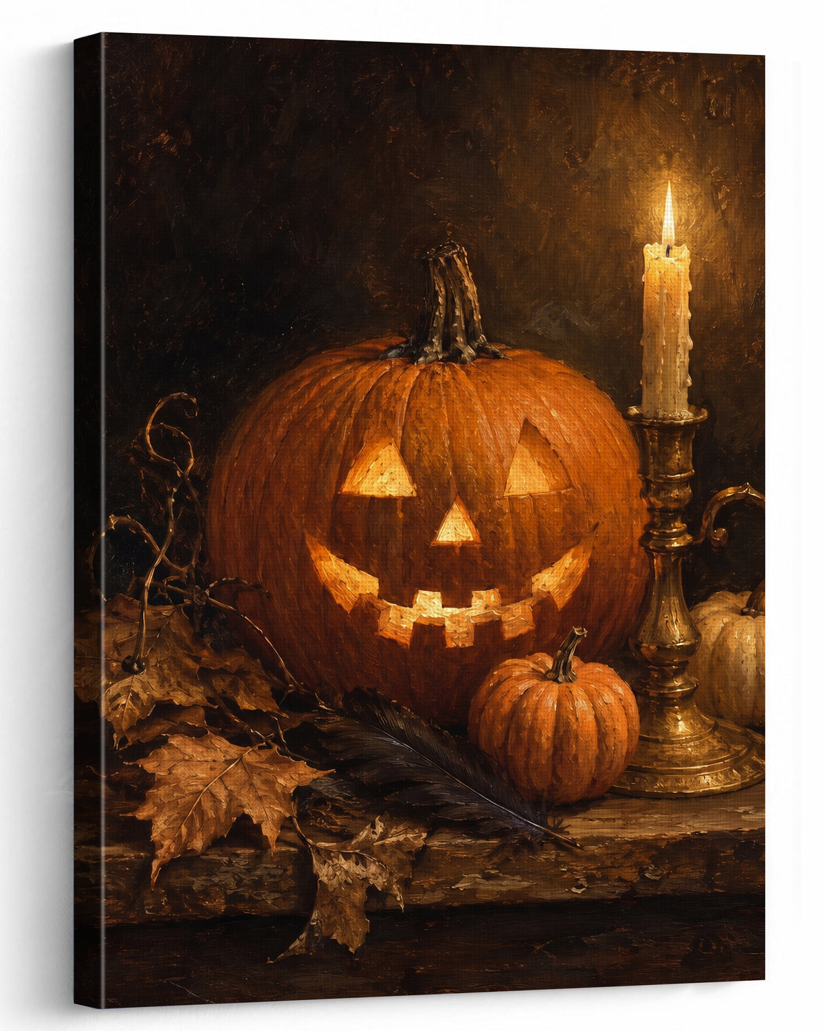 Vintage Jack-o’-Lantern Halloween Canvas Wall Art