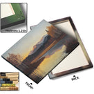 Mountain Lake at Autumn Sunset Serene Rustic Landscape Painting Wall Art