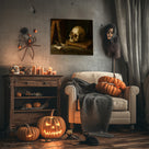 Gothic Skull and Antique Books Still Life Canvas Wall Art
