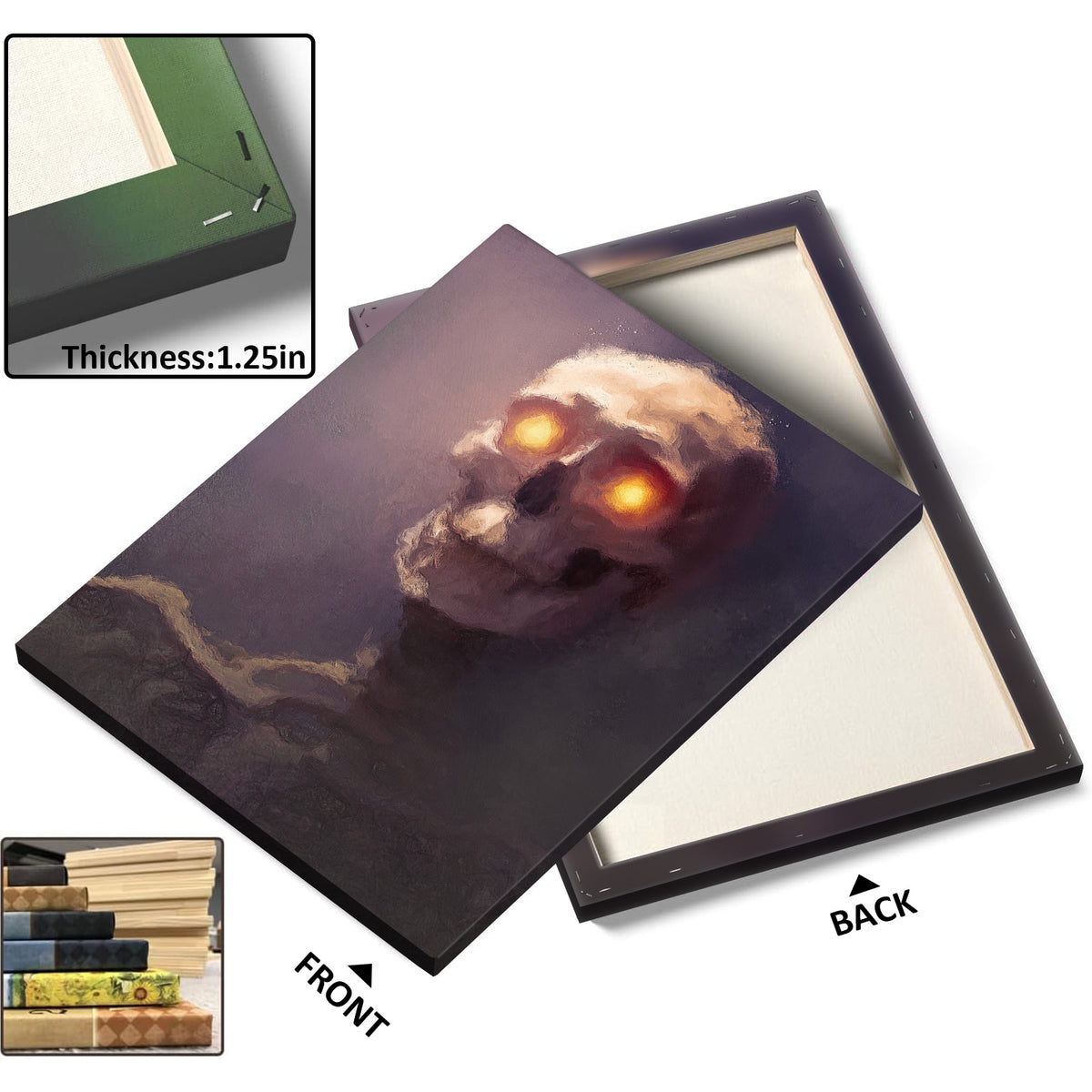 Dark Gothic Glowing Skull Horror Painting Eyes Skull Wall Art
