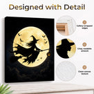 Witch Silhouette Halloween Canvas Wall Art, Magical Gothic Decor