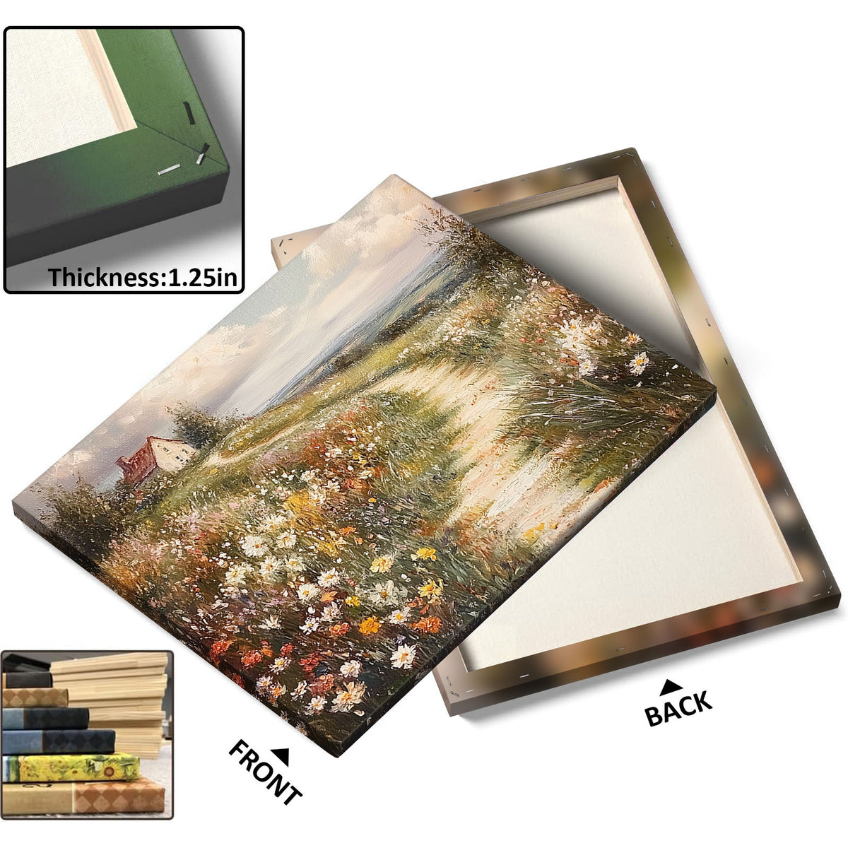 Wildflower Cottage Path Impressionist Countryside Landscape Painting Wall Art