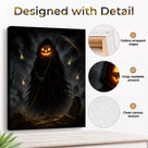 Evil Pumpkin Halloween Canvas Wall Art, Spooky Jack-o’-Lantern Decor