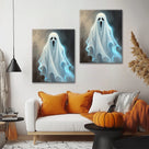 Glowing Ghost Halloween Canvas Wall Art