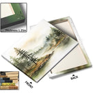 Soft Watercolor Woodland Landscape Misty Pine Forest Lake Wall Art