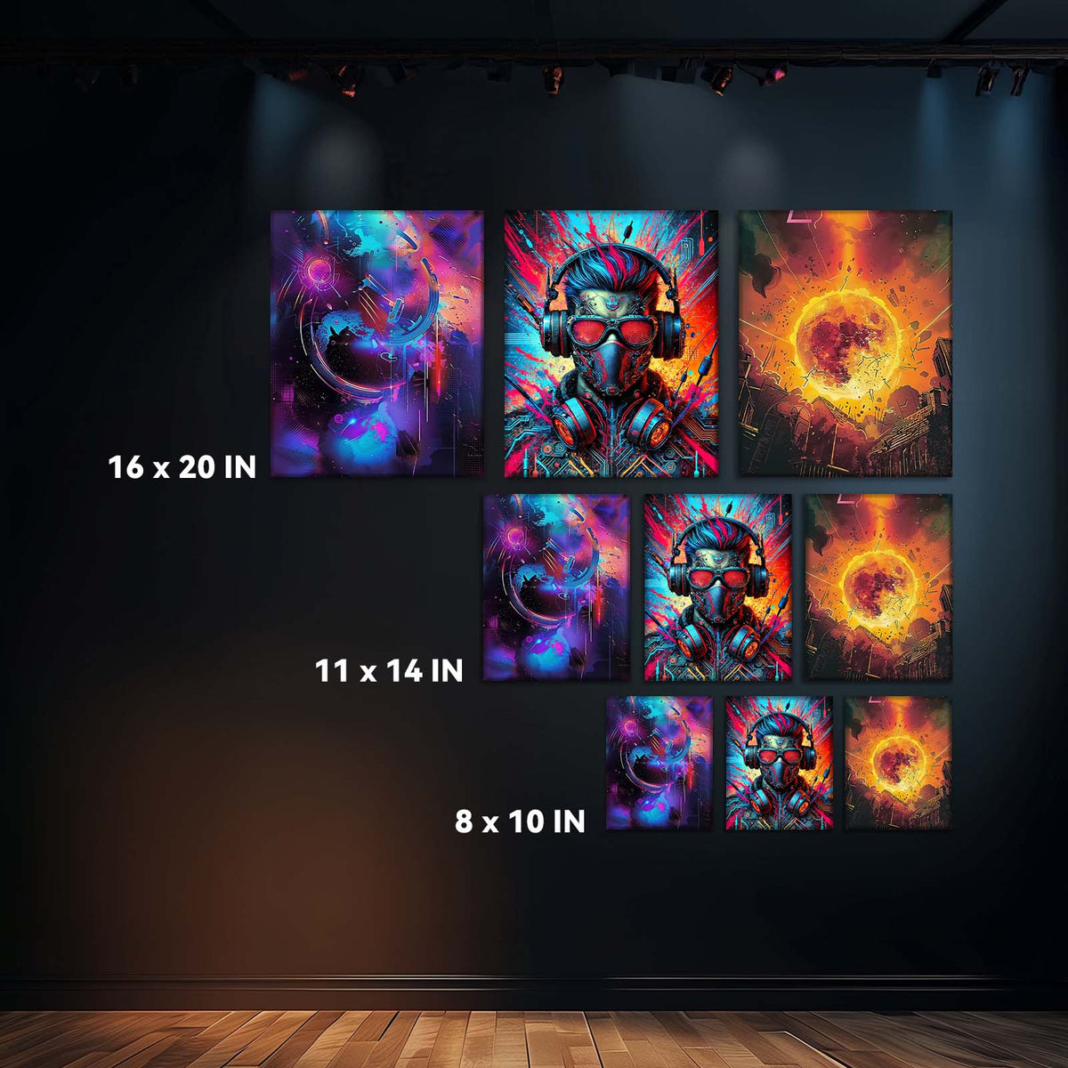 Neon Cyber Soundscape Canvas Wall Art