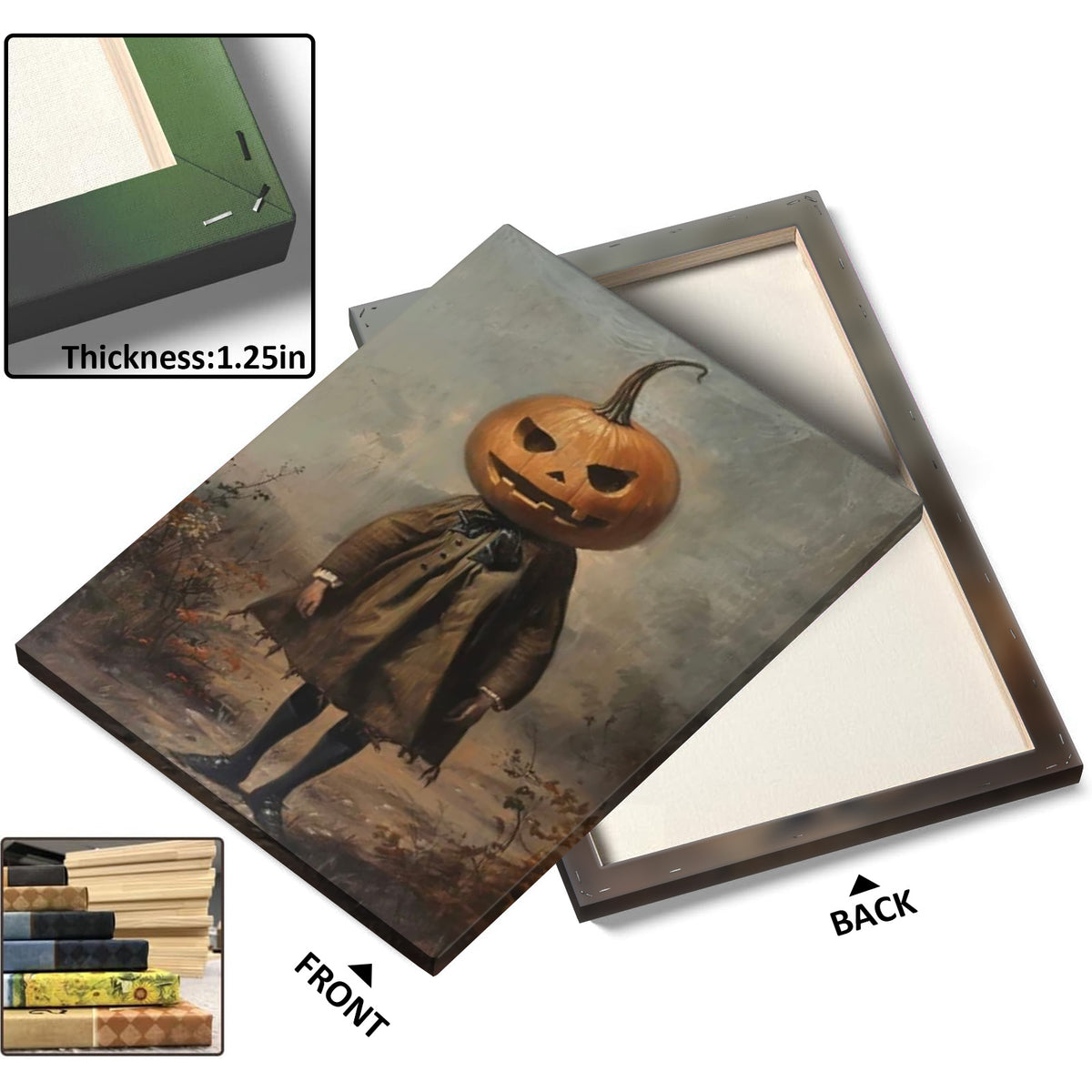 Vintage Gothic Pumpkin Head Halloween Painting Head Scarecrow Wall Art