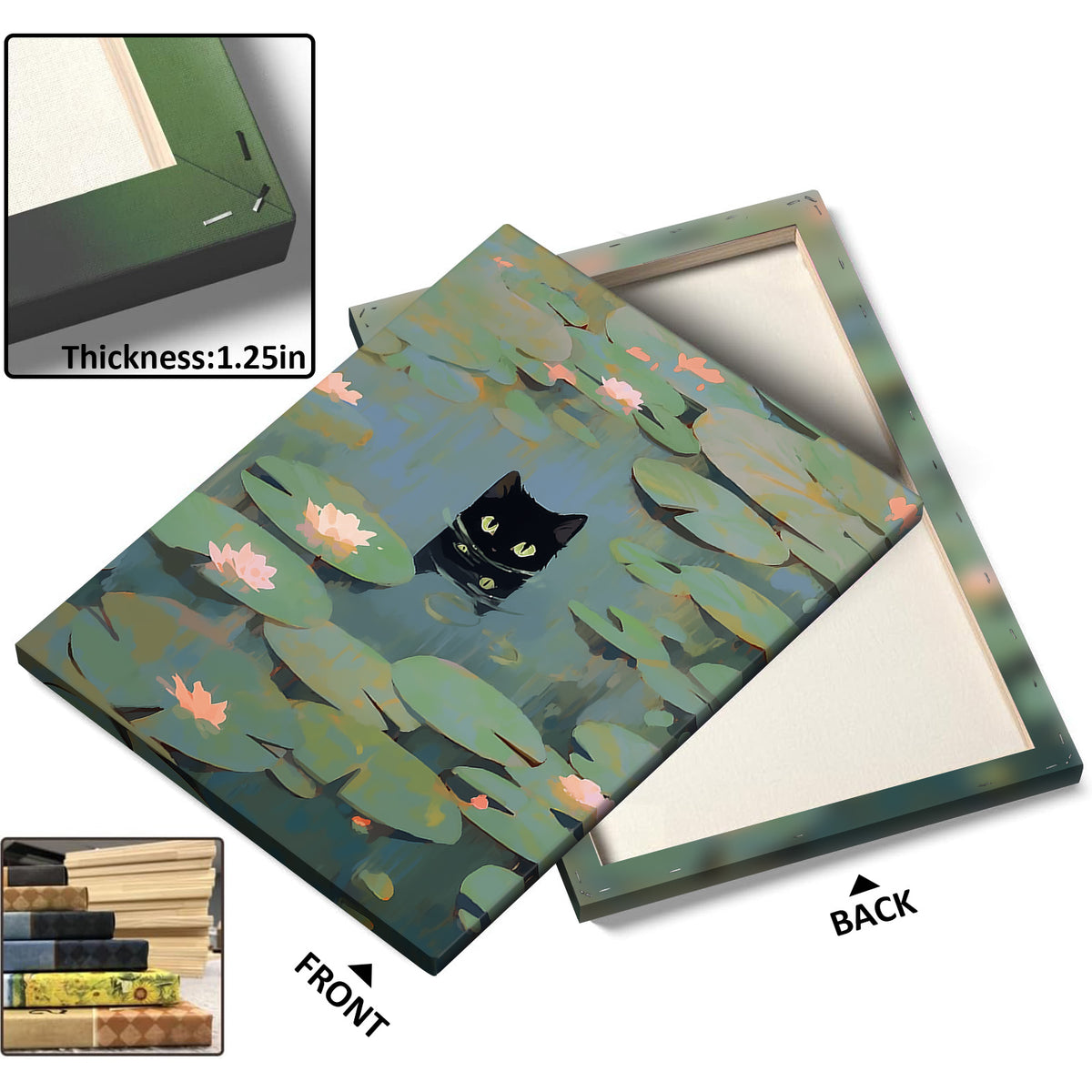 Black Cat Water Lily Wall Art