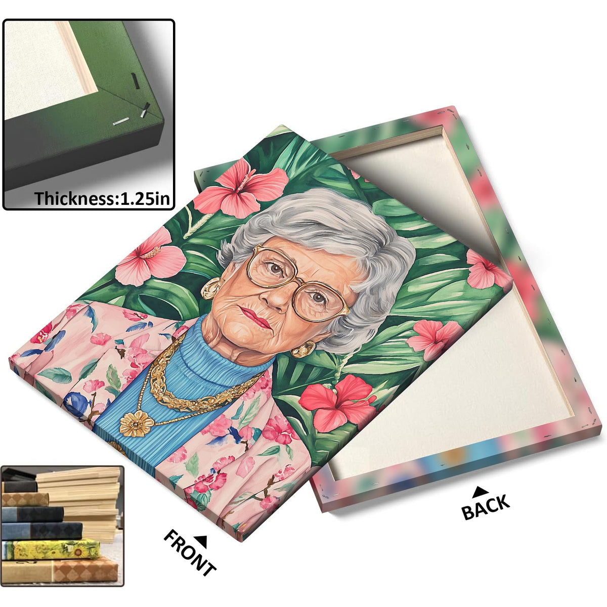 Funny Grandma Floral Portrait Wall Art