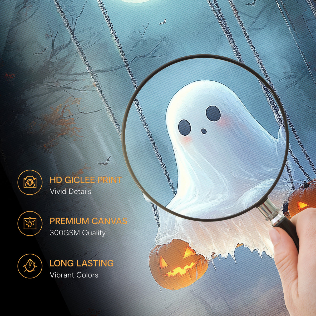 Swinging Ghosts Halloween Canvas Wall Art