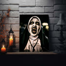 Demonic Nun Horror Halloween Canvas Wall Art – Terrifying Religious Horror Decor