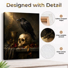 Halloween Raven Canvas Wall Art, Gothic Moonlit Bird Decor